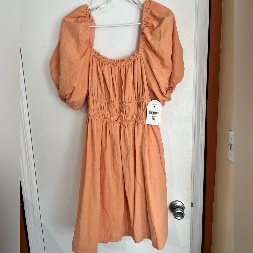 Arula, Size 1X, Peach minidress with open tie back